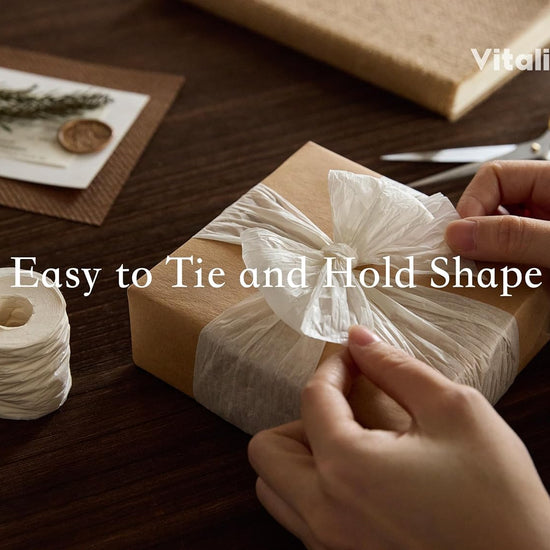 Vitalizart Crinkle Paper Ribbon 1.5" x 75 Yards, Reusable Recyclable Easy Tear(WHITE) - Vitalizart