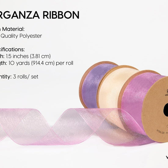 Organza Sheer Ribbon 1.5" x 30 Yd (Lavender & Pink) - Vitalizart