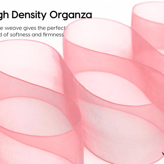 Organza Sheer Ribbon 1.5" x 30 Yd (Pink & Cream) - Vitalizart