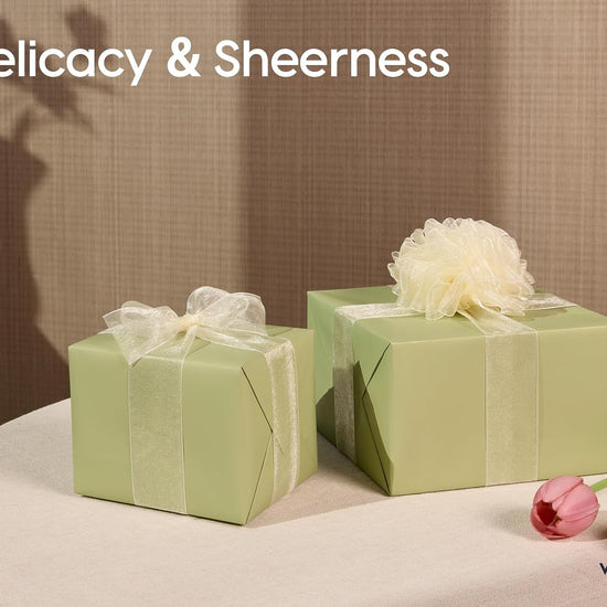 Organza Sheer Ribbon 1.5" x 30 Yd (Cream & White ) - Vitalizart