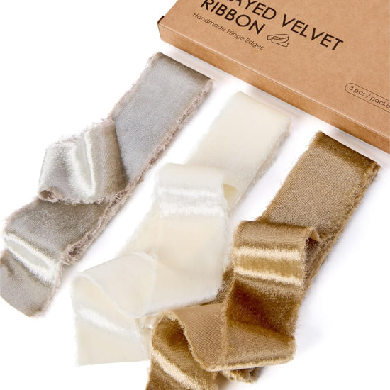 Frayed Edges Glossy Velvet Ribbon For Christmas 1.5"x 4.5YD (Fall Color) - Vitalizart