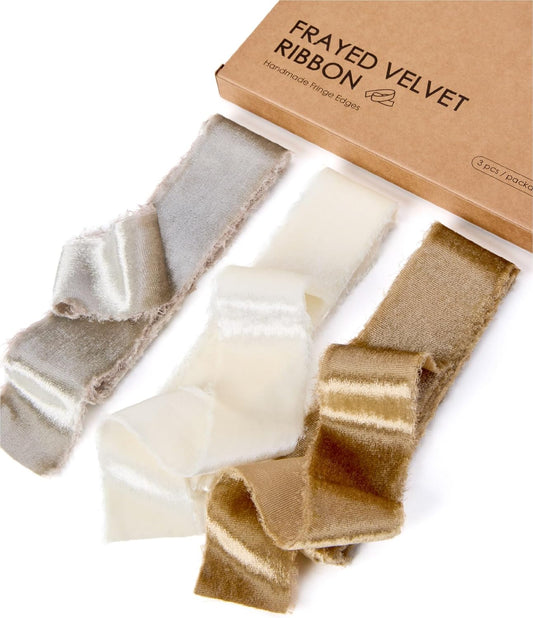 Frayed Edges Glossy Velvet Ribbon For Christmas 1.5"x 4.5YD (Fall Color) - Vitalizart