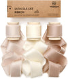 Silk Satin Ribbon With Wooden Spool 1" x 15 Yd (Champagne & Nude) - Vitalizart