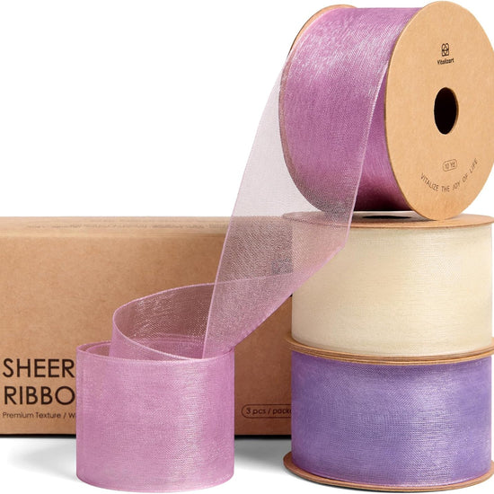 Organza Sheer Ribbon 1.5" x 30 Yd (Lavender & Pink) - Vitalizart