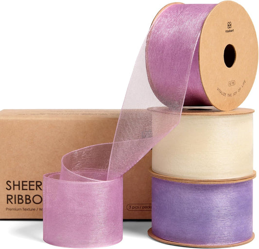 Organza Sheer Ribbon 1.5" x 30 Yd (Lavender & Pink) - Vitalizart