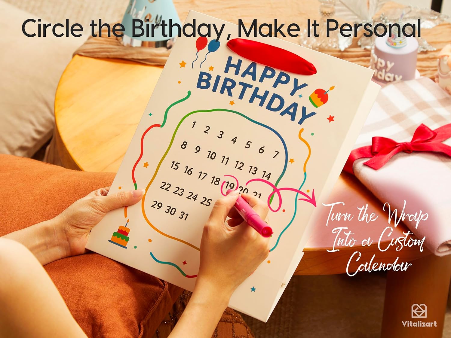 Vitalizart Birthday Paper Gift Bags w/ Ribbon Handles – Set of 2, （White, Kids Party Favors）