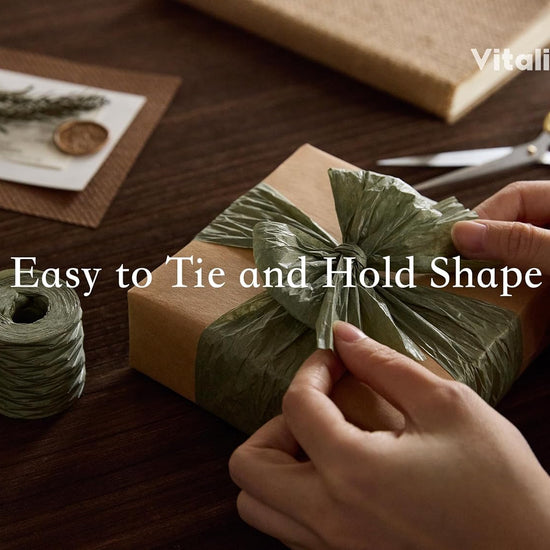 Vitalizart Crinkle Paper Ribbon 1.5" x 75 Yards, Reusable Recyclable Easy Tear(GREEN) - Vitalizart