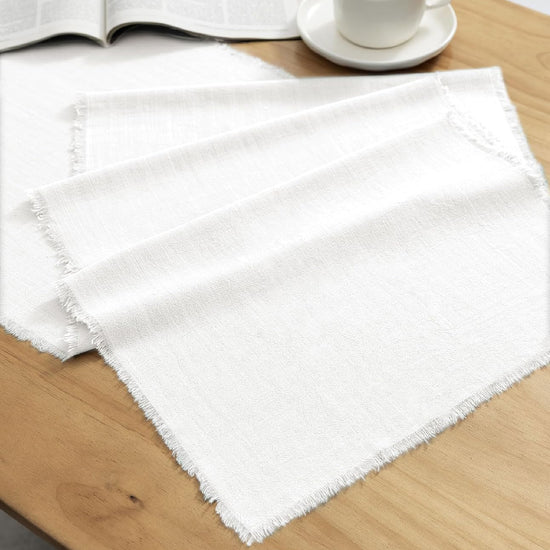 Cotton Linen Table Runner 14 x 120 Inches (White) - Vitalizart
