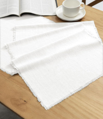 Cotton Linen Table Runner 14 x 120 Inches (White) - Vitalizart