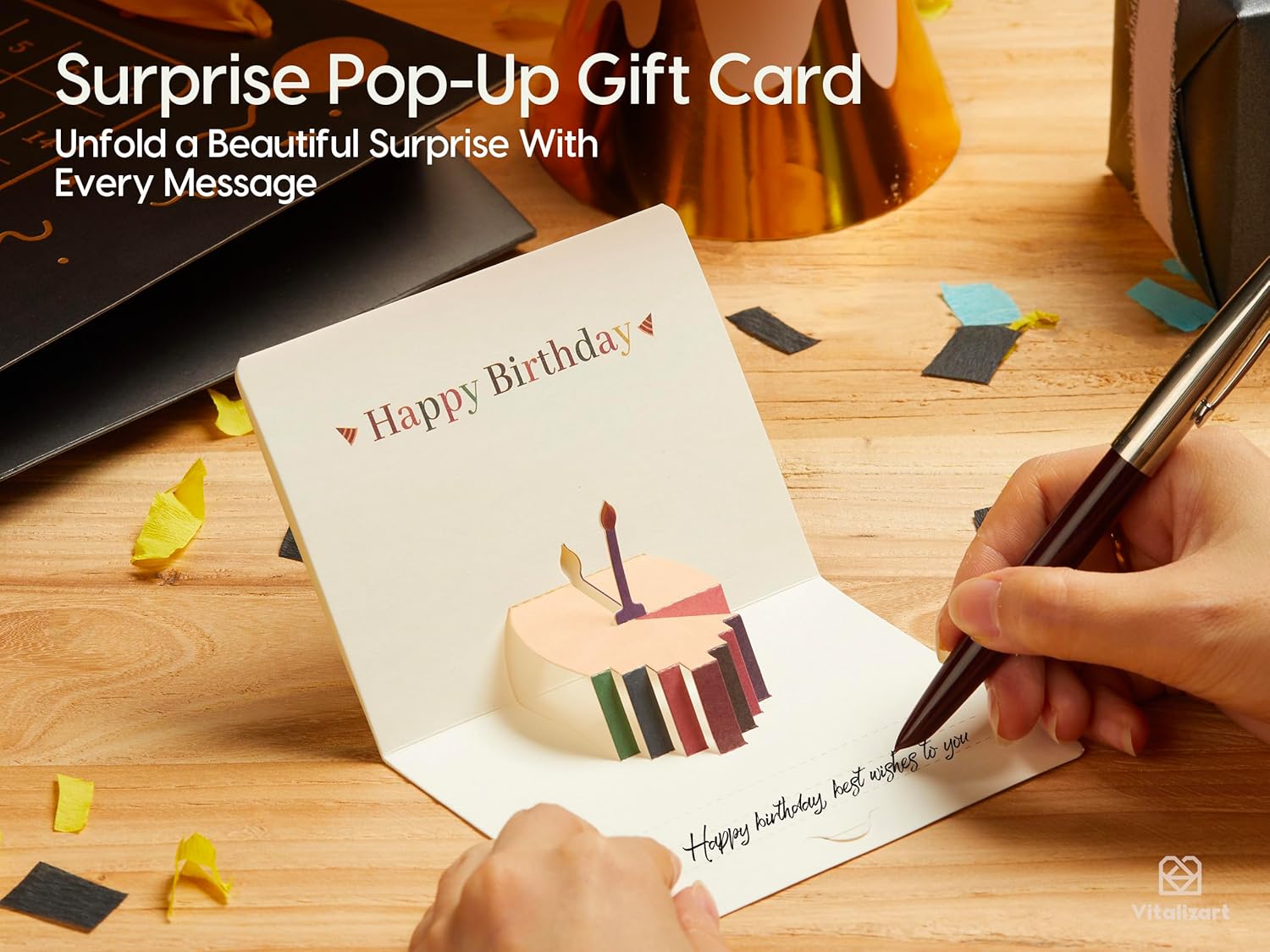 Vitalizart Birthday Paper Gift Bags w/ Ribbon Handles – Set of 2, （Black, Kids Party Favors）