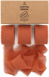 FRINGE CHIFFON SILK RIBBON 1" X 21YD(Terracotta) - Vitalizart