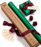 Wrapping Paper Set 17"x197" Matte Metallic With Silk Satin Ribbon & Gift Tags for Baby  (Green paper & red ribbons)