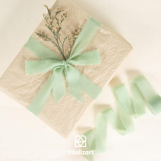 Chiffon Silk Ribbon 1" x 21 Yd (Sage Green) - Vitalizart