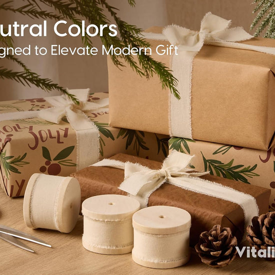 Vitalizart Ribbon Cotton Handmade Fringe 1" x 15 Yd Pure Natural Cotton Ribbons (Ivory White) - Vitalizart