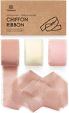 Chiffon Silk Ribbon 1" x 21 Yd (Pink & White) - Vitalizart