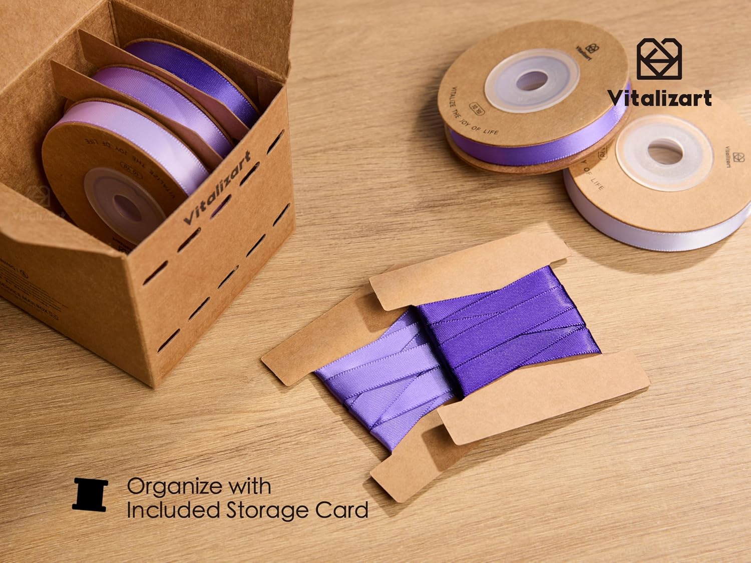 Double Face Satin Ribbon 3/8" x 50Yd (Assorted Purple) - Vitalizart