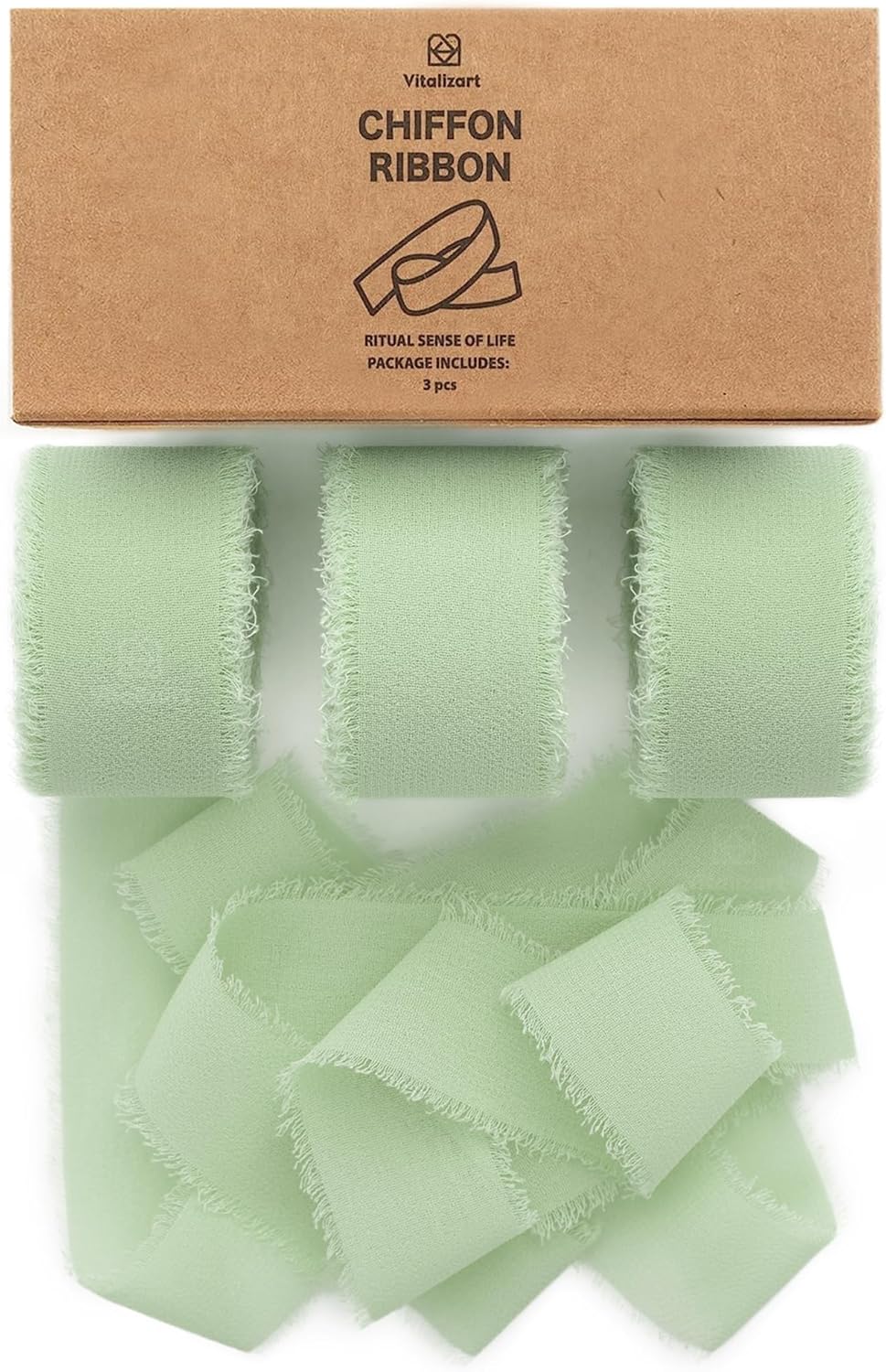 Chiffon Silk Ribbon 1" x 21 Yd (Sage Green) - Vitalizart