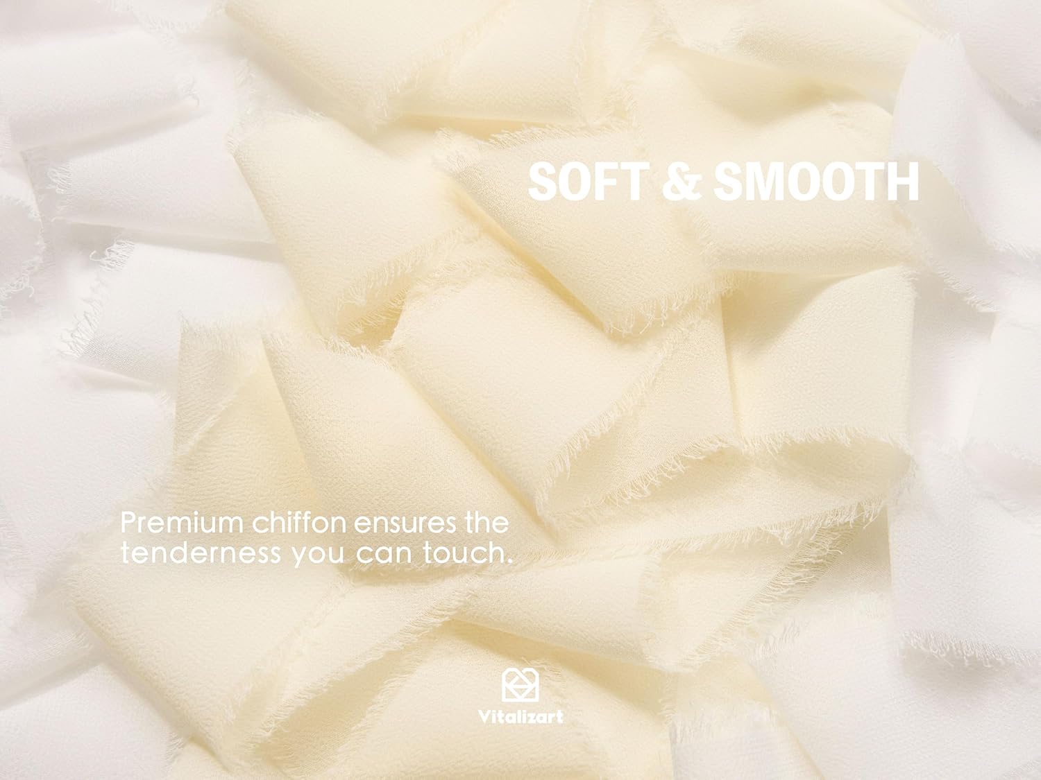 FRINGE CHIFFON SILK RIBBON 1.5" X 21YD (Cream & Off White) - Vitalizart