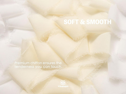 FRINGE CHIFFON SILK RIBBON 1.5" X 21YD (Cream & Off White)