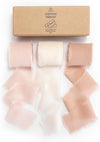 Fringe Chiffon Silk Ribbon 1 1/2 Inch x 21Yd (Pink & Cream) - Vitalizart