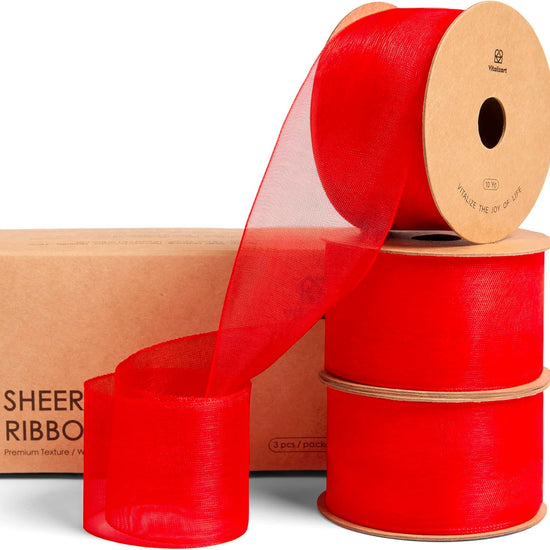 ORGANZA SHEER RIBBON 1.5“ X 30 YD(Red) - Vitalizart