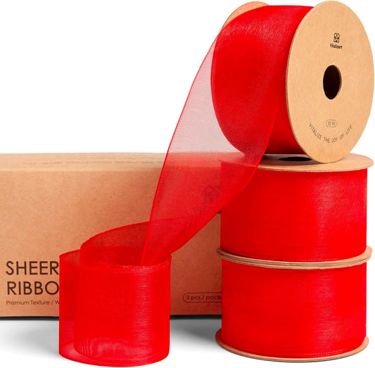 ORGANZA SHEER RIBBON 1.5“ X 30 YD(Red) - Vitalizart