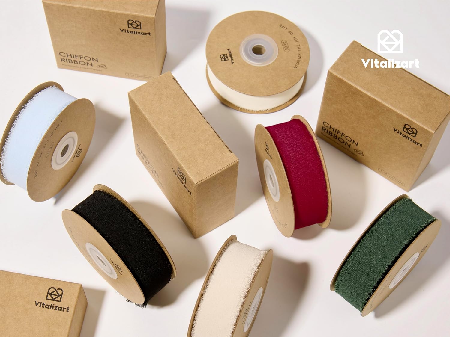 Fringe Chiffon Silk Ribbon 1 Roll 1" x 30 Yd(Red) - Vitalizart