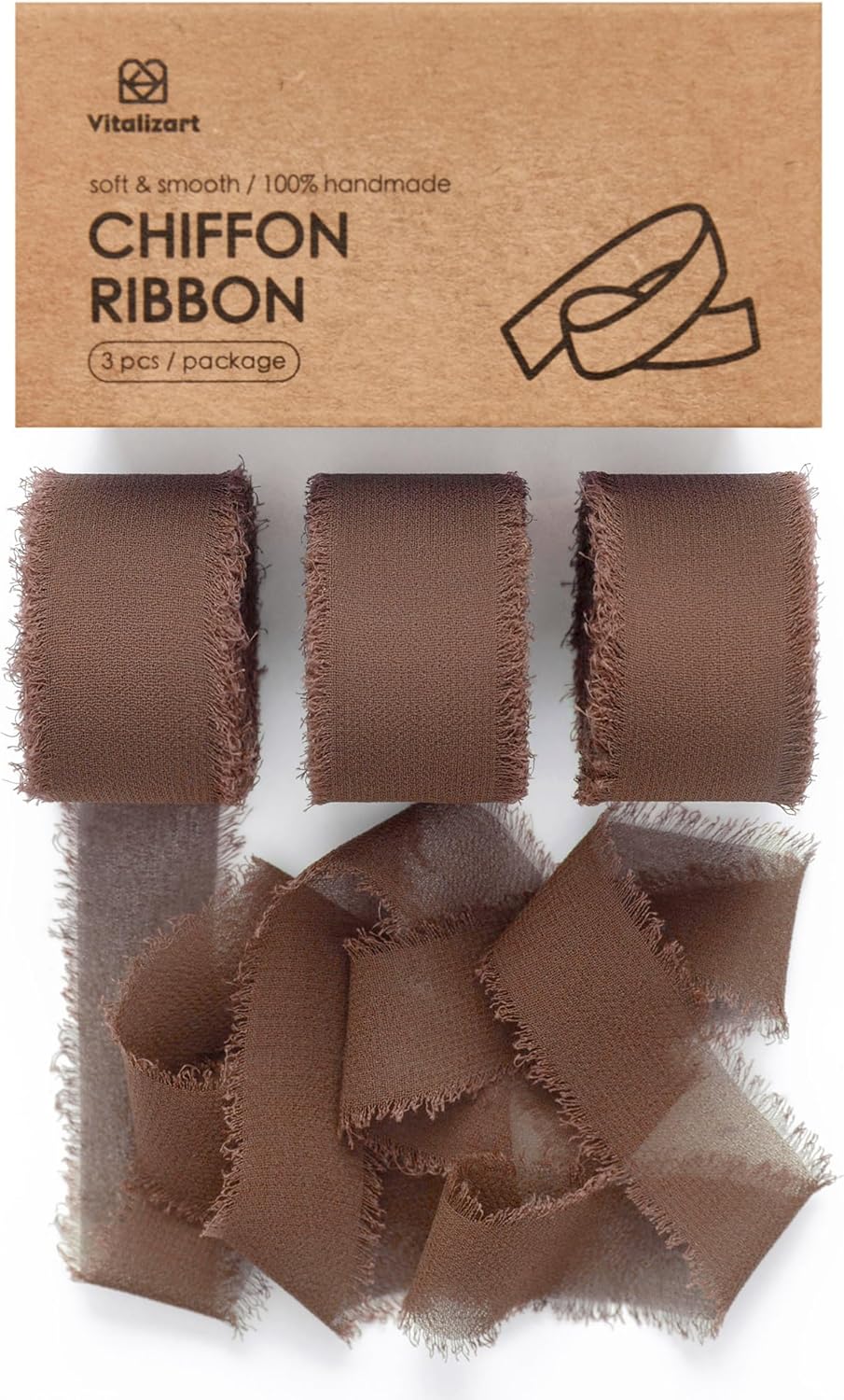 Chiffon Silk Ribbon 1" x 21 Yd (Brown) - Vitalizart