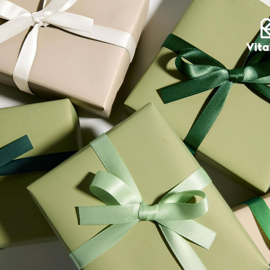 Double Face Satin Ribbon 3/8"x 50Yd (Green & Cream) - Vitalizart