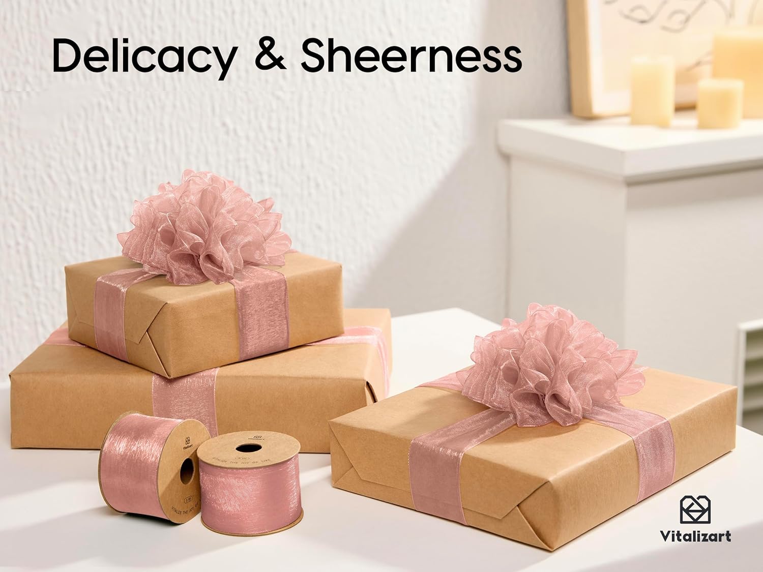 ORGANZA SHEER RIBBON 1.5“ X 30 YD(Rose Gold) - Vitalizart