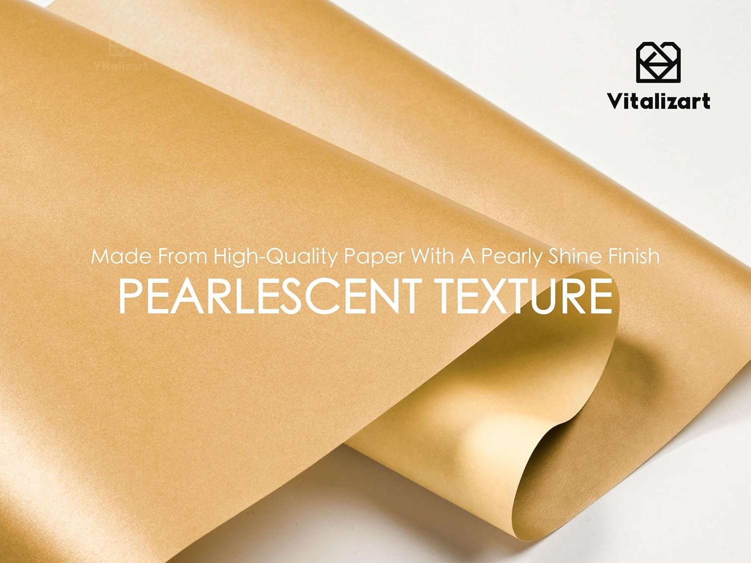 Wrapping Paper Set 30"x197" Pearly - Lustre With Silk Like Satin Ribbon & Gift Tags (Gold Paper & Gold Ribbons) - Vitalizart