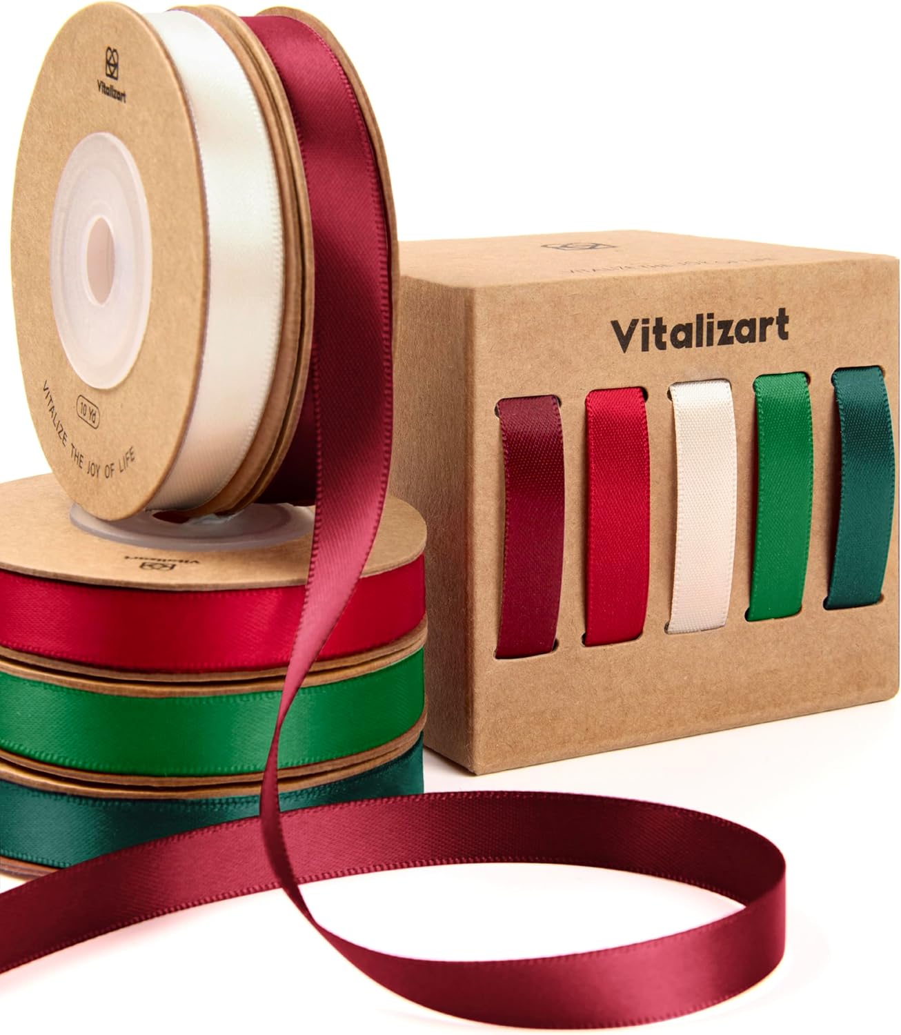 Double Face Satin Ribbon 3/8" x 50Yd (Christmas) - Vitalizart