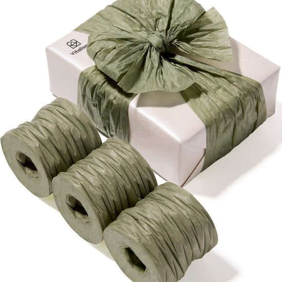 Vitalizart Crinkle Paper Ribbon 1.5" x 75 Yards, Reusable Recyclable Easy Tear(GREEN) - Vitalizart