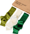 Frayed Edges Glossy Velvet Ribbon For Christmas 1.5"x 4.5YD (Green & White) - Vitalizart