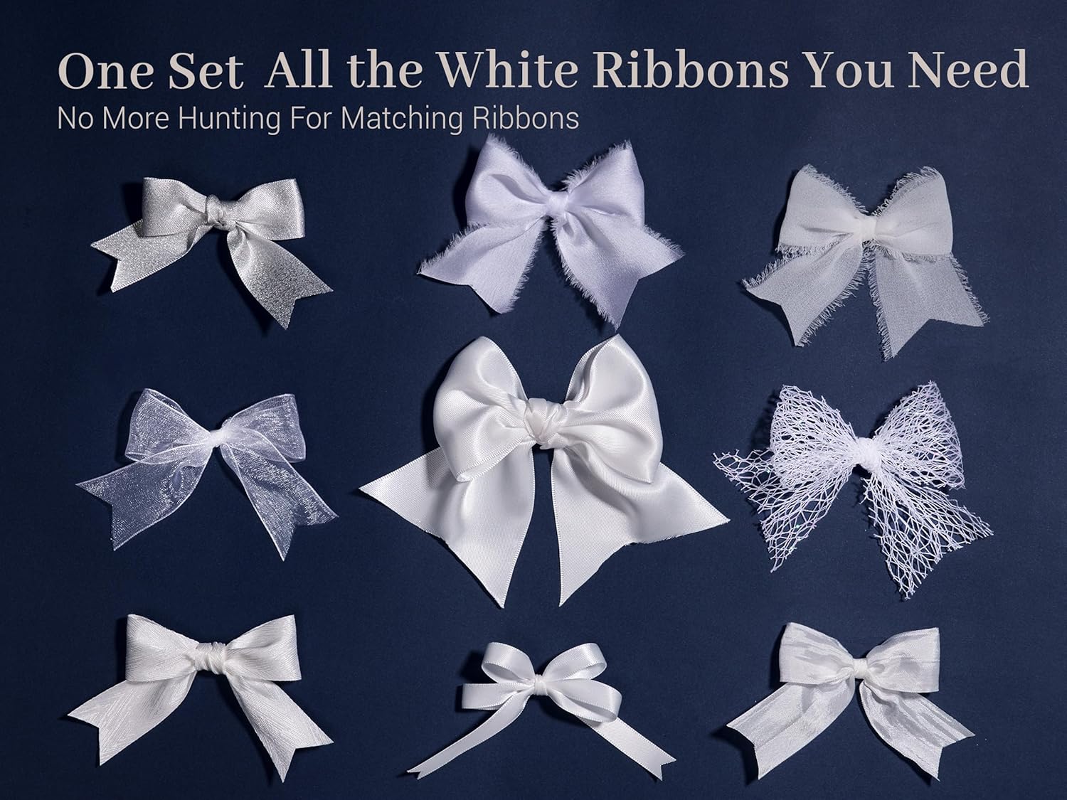 Vitalizart Luxury White Ribbon Set – 30 Yards(White 30 yd)