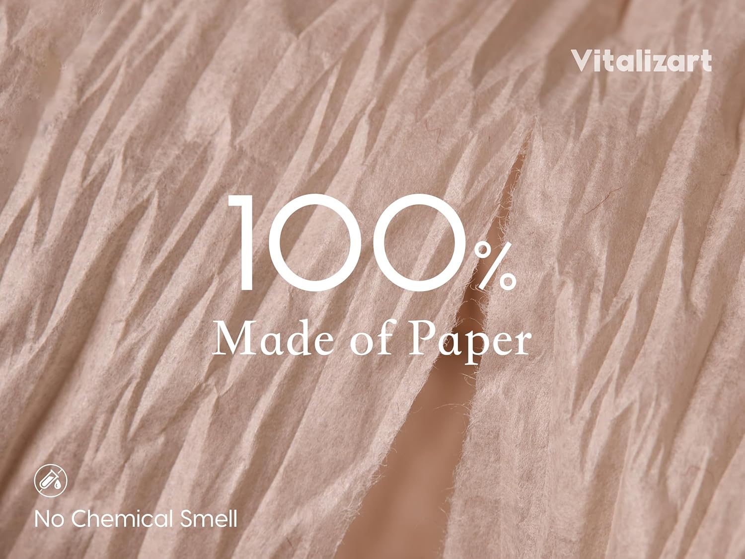 Vitalizart Crinkle Paper Ribbon 1.5" x 75 Yards, Reusable Recyclable Easy Tear (Pink Nude & White) - Vitalizart