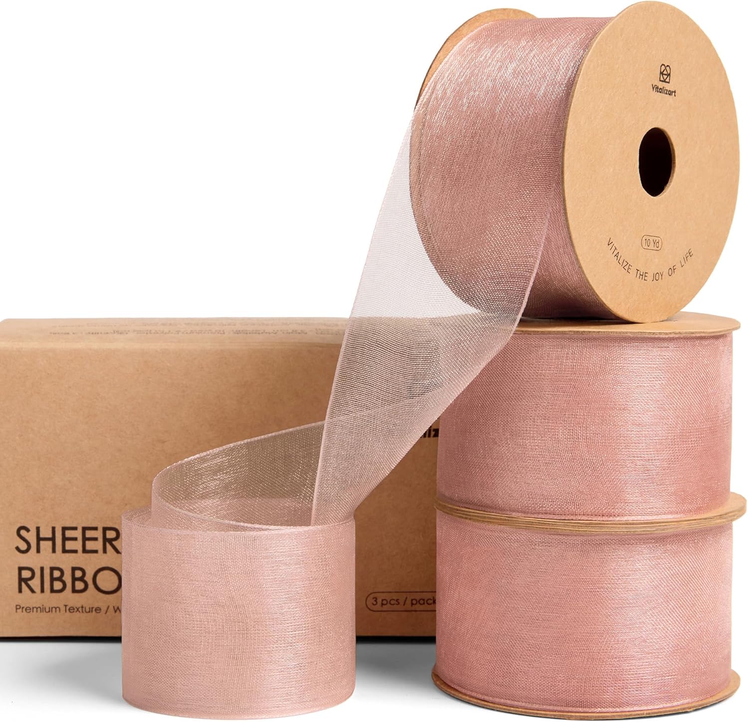 ORGANZA SHEER RIBBON 1.5“ X 30 YD(Rose Gold) - Vitalizart
