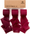Fringe Chiffon Silk Ribbon 1 1/2 Inch x 21Yd (Burgundy & Red) - Vitalizart