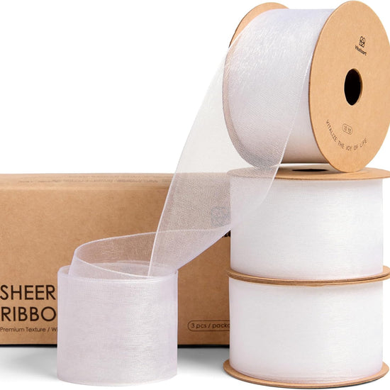Organza Sheer Ribbon 1.5" x 30 Yd (White) - Vitalizart