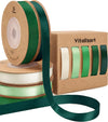Double Face Satin Ribbon 3/8"x 50Yd (Green & Cream) - Vitalizart
