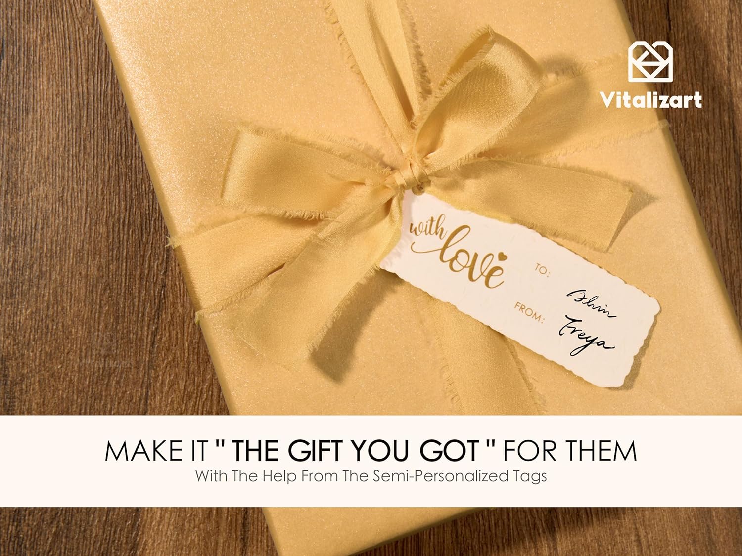 Wrapping Paper Set 30"x197" Pearly - Lustre With Silk Like Satin Ribbon & Gift Tags (Gold Paper & Gold Ribbons) - Vitalizart