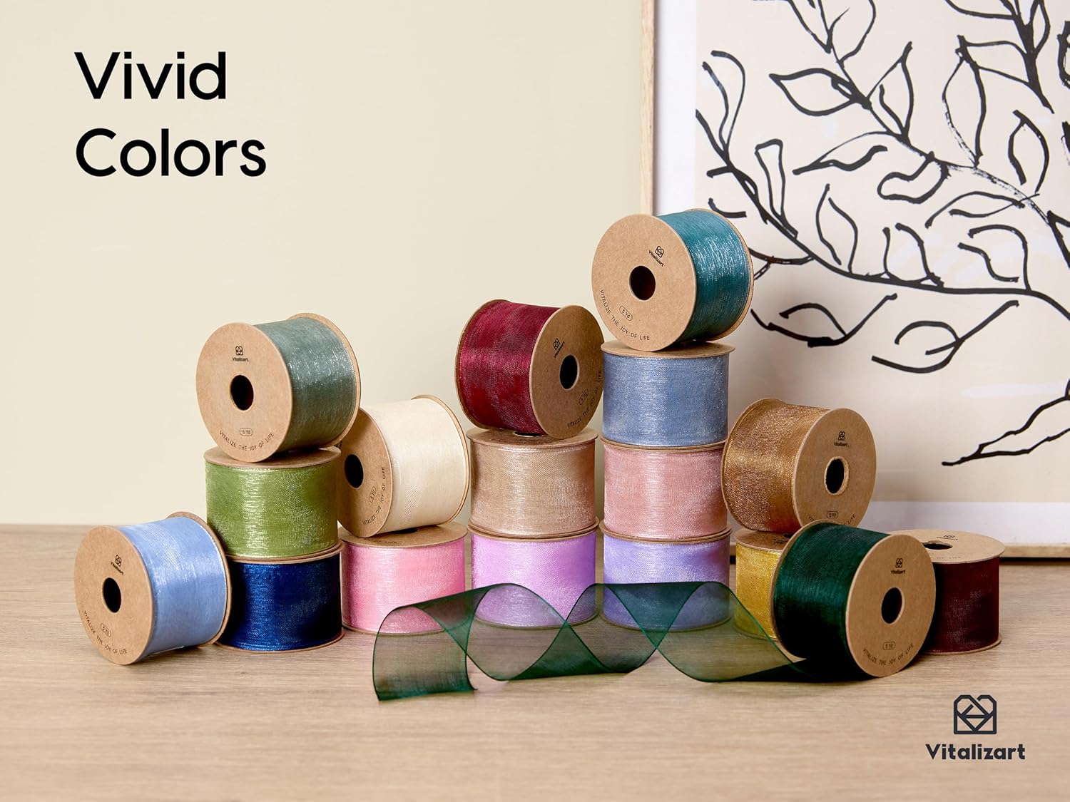Vitalizart 1.5" x 45 Yards Organza Ribbon Pastel Color 9 Rolls x 5 Yd Sheer Ribbon(Pastel 9 Rolls) - Vitalizart