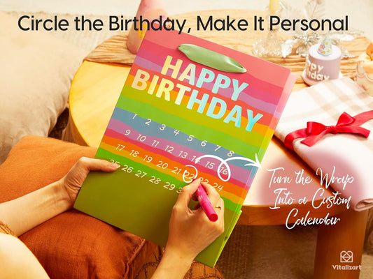 Vitalizart Birthday Paper Gift Bags w/ Ribbon Handles – Set of 2, （Green, Kids Party Favors）