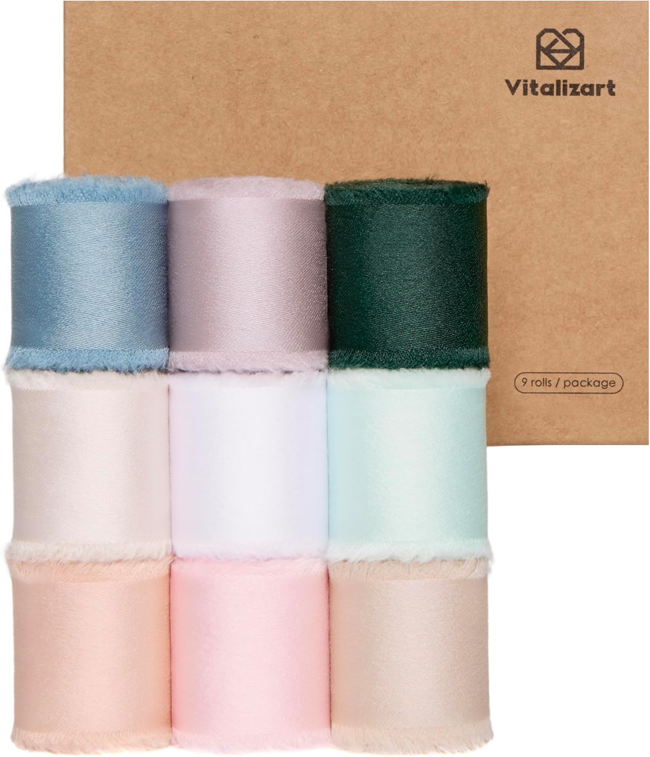 Frayed Fringe Silk Satin Ribbon 1" x 18 Yard (Mixed Colors) - Vitalizart