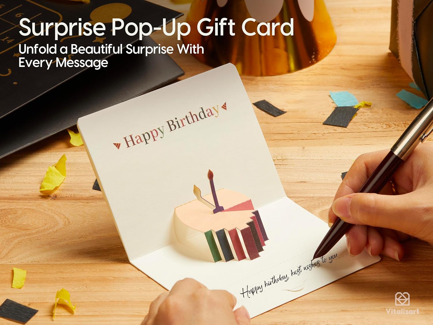 Vitalizart Birthday Paper Gift Bags w/ Ribbon Handles – Set of 2, （Green, Kids Party Favors）