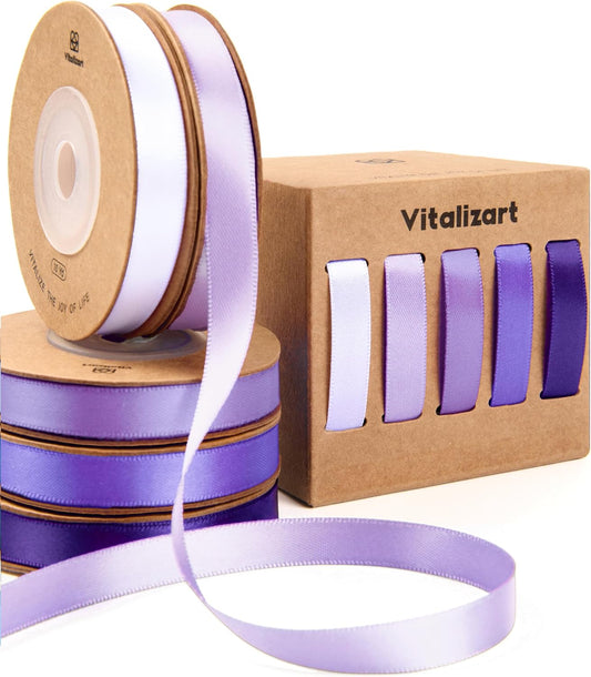 Double Face Satin Ribbon 3/8" x 50Yd (Assorted Purple)