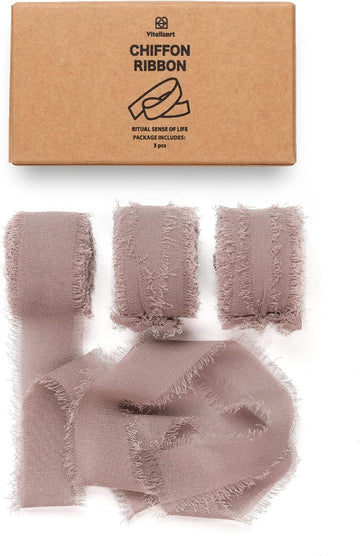 FRINGE CHIFFON SILK RIBBON 1" X 21YD(Nude)