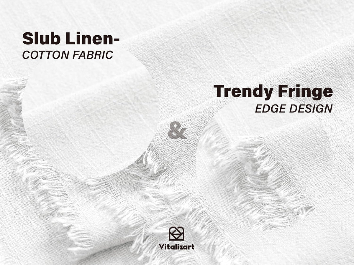 Cotton Linen Table Runner 14 x 120 Inches (White) - Vitalizart