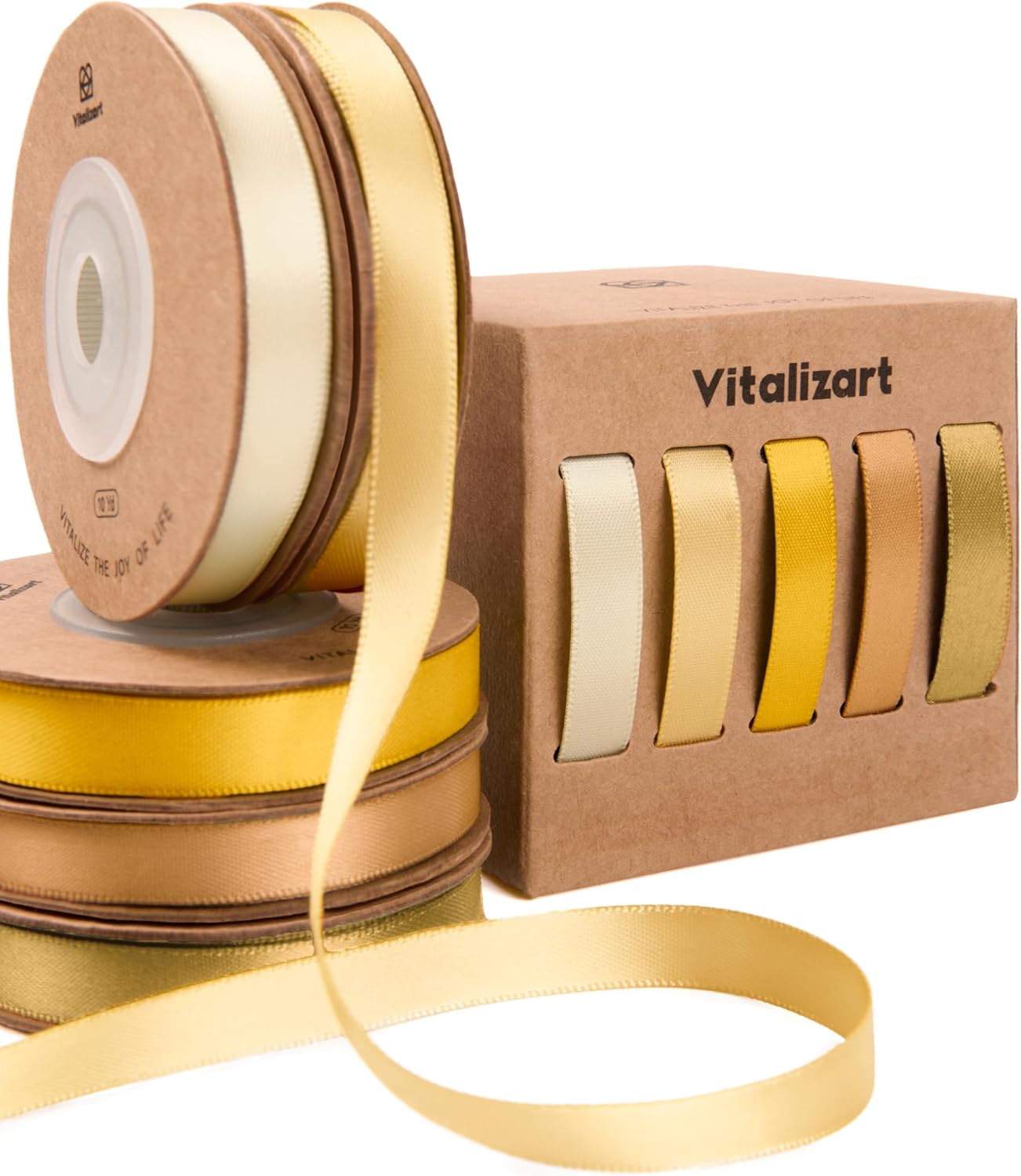 Double Face Satin Ribbon 3/8" x 50Yd (Assorted Gold) - Vitalizart