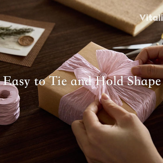 Vitalizart Crinkle Paper Ribbon 1.5" x 75 Yards, Reusable Recyclable Easy Tear(PINK) - Vitalizart